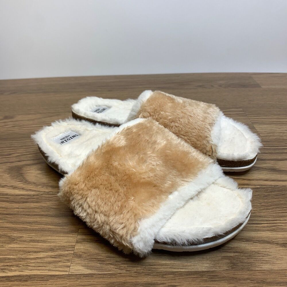 Earth Origins Olli Fur Slides Sandals Frost Gray Women’s Size 11 New In Box